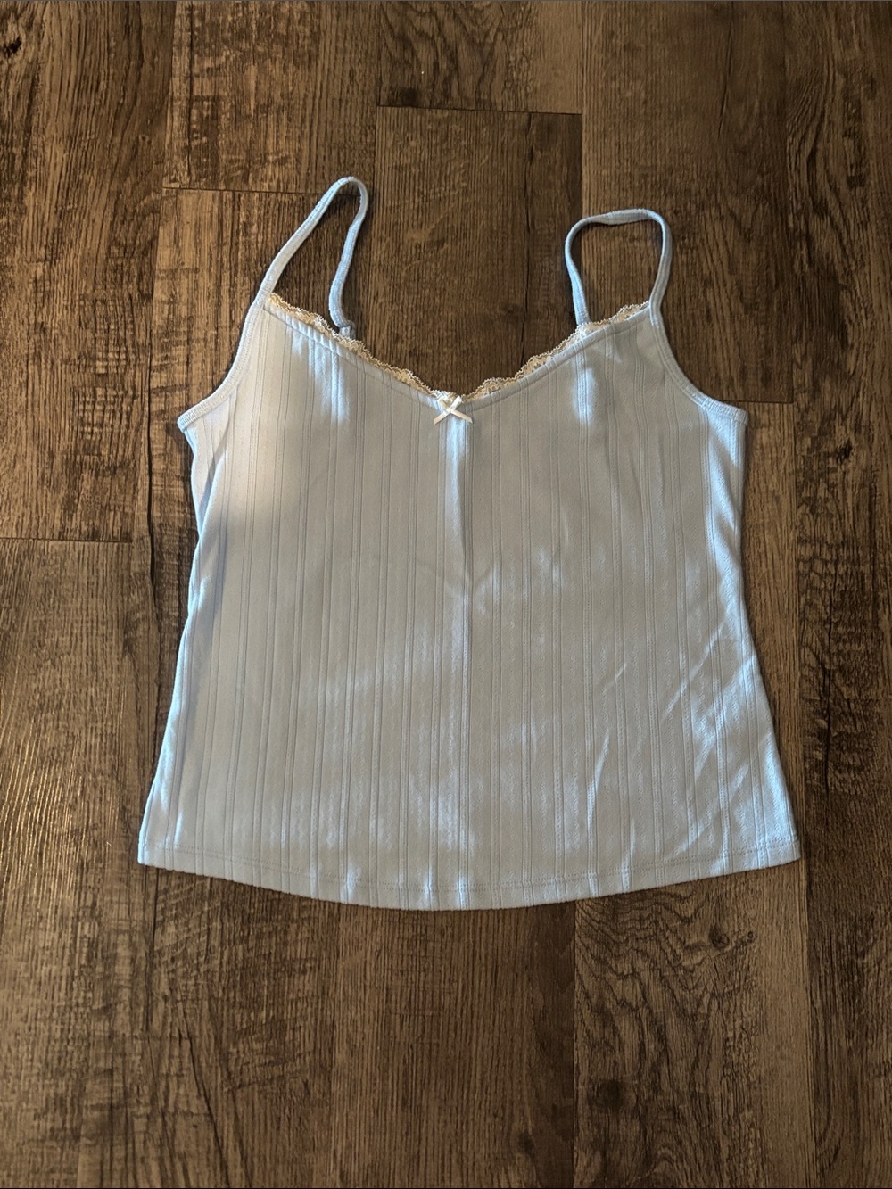 Abercrombie & Fitch Lace-Trim Pajama Cami - Light Blue - Size Medium